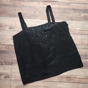 Nordstrom Town Square Vintage Silk Beaded Square Loose Fit Top